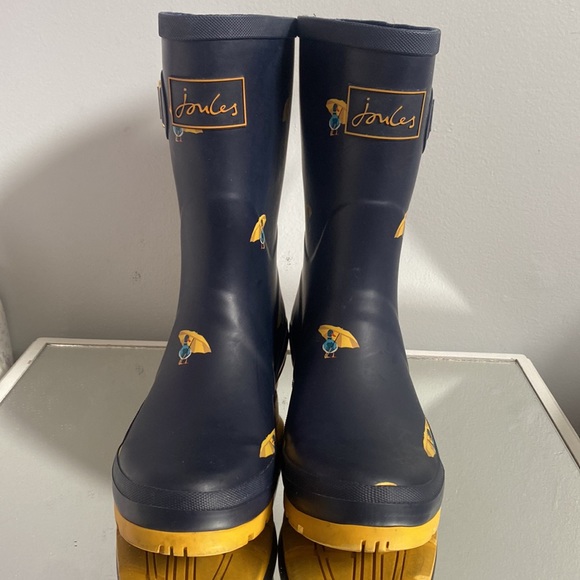 Joules Molly mid height wellies navy ducks umbrella print rain boots - Picture 7 of 8